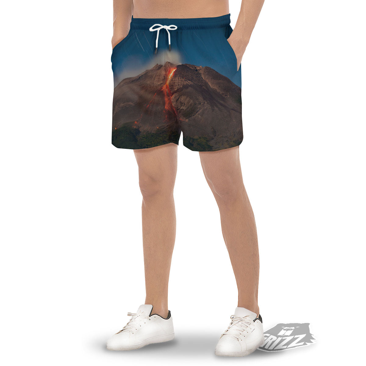 Mountain Volcanic Print Men's Gym Shorts-grizzshop