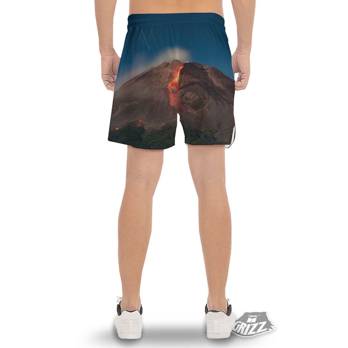 Mountain Volcanic Print Men's Gym Shorts-grizzshop
