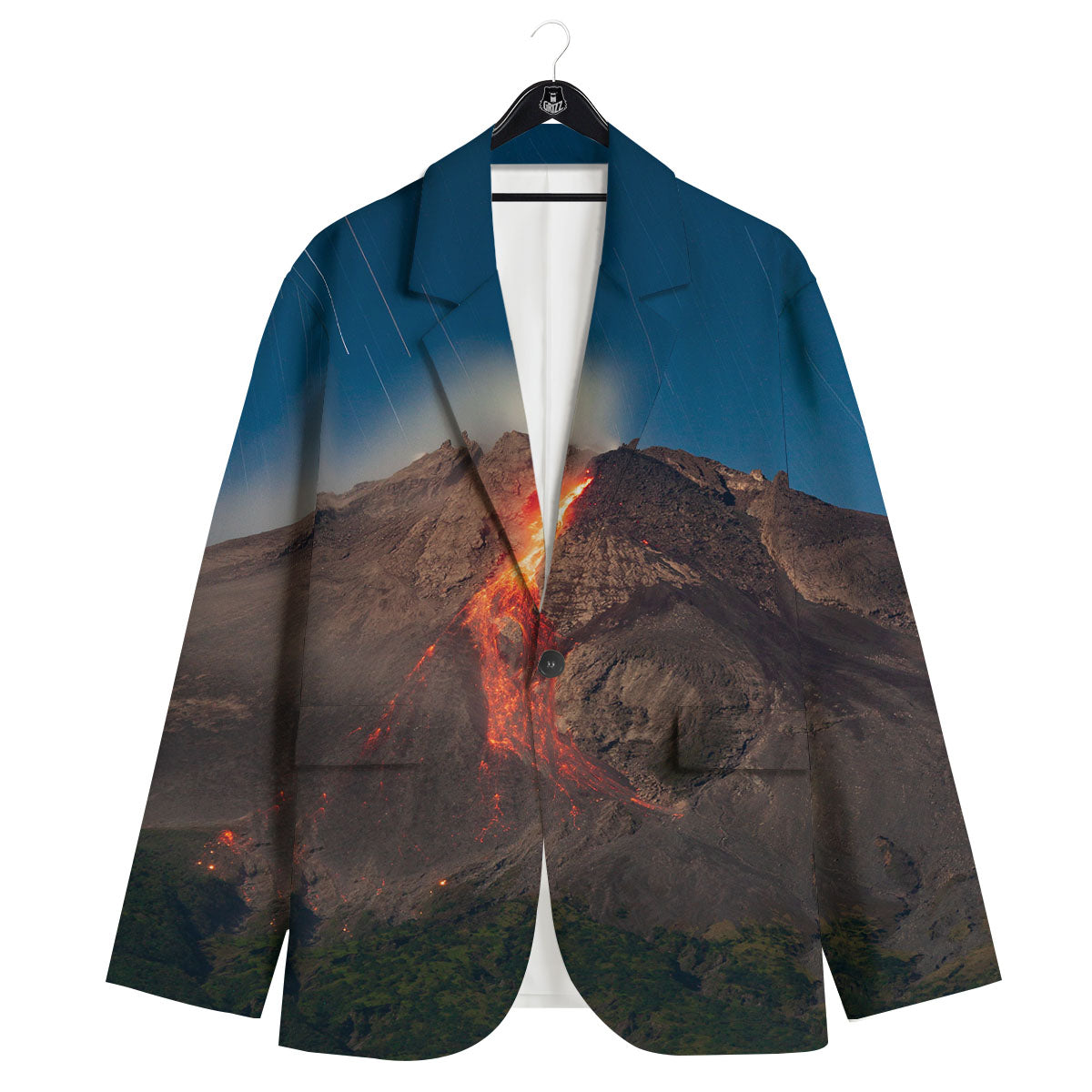 Mountain Volcanic Print Men's Sport Coat-grizzshop