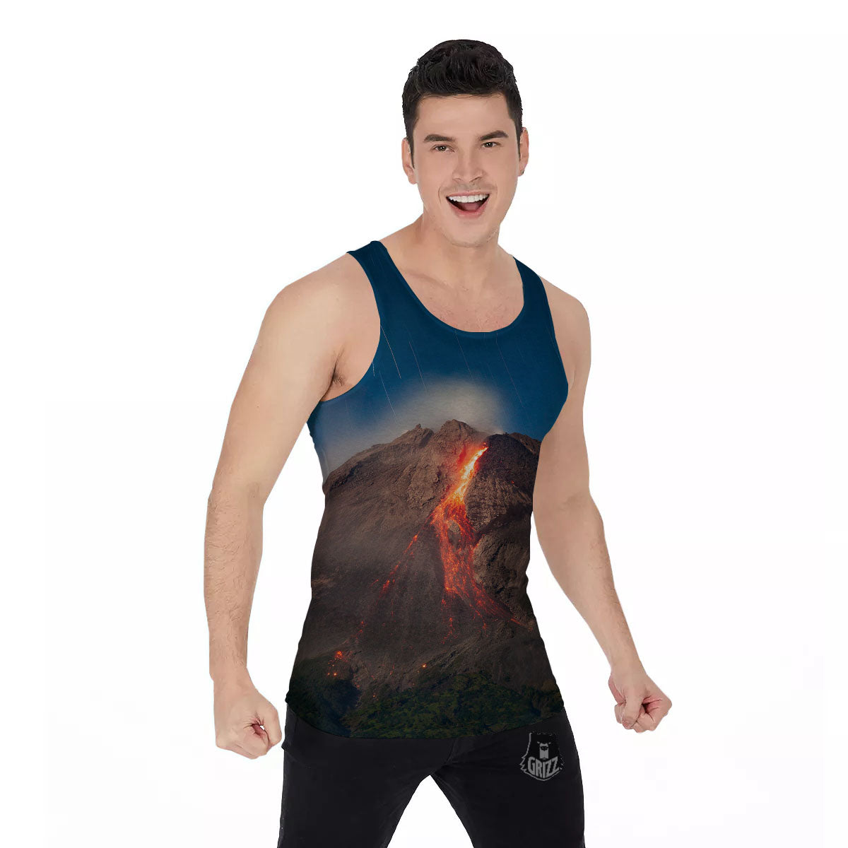 Mountain Volcanic Print Men's Tank Top-grizzshop