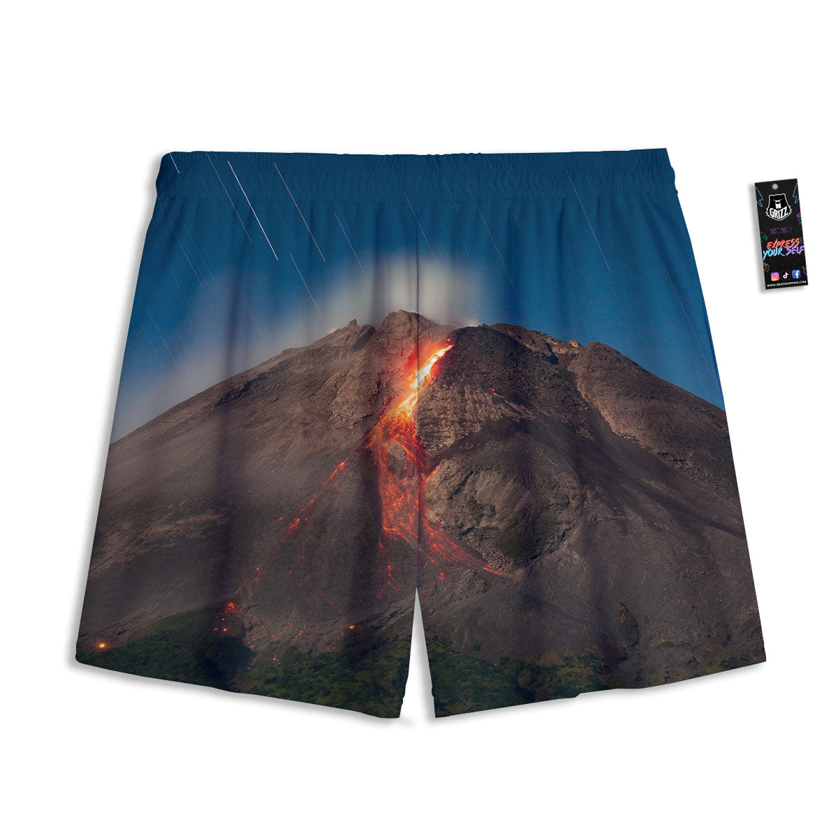 Mountain Volcanic Print Mesh Shorts