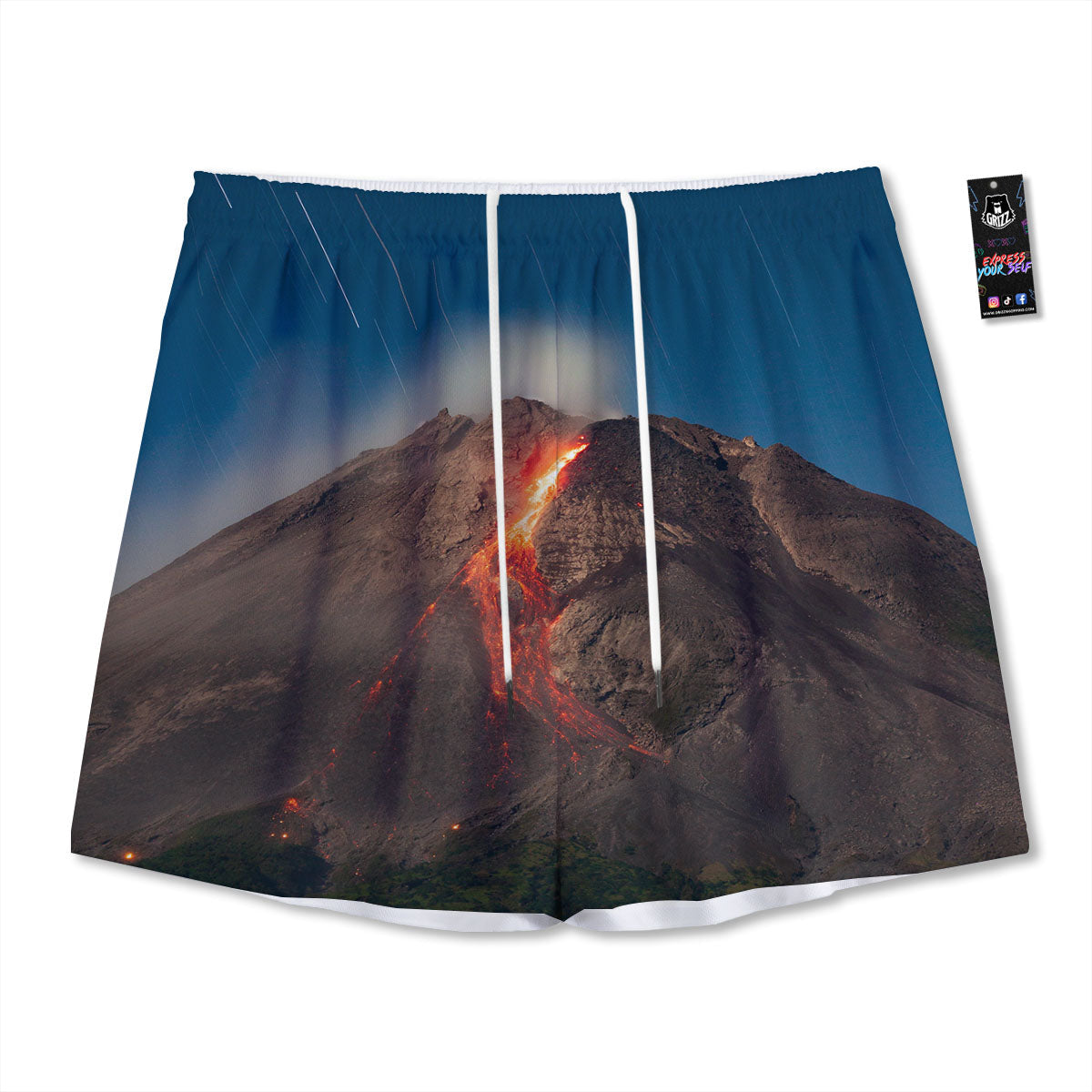 Mountain Volcanic Print Mesh Shorts