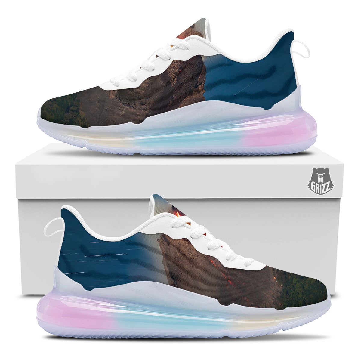 Mountain Volcanic Print Running Sneakers-grizzshop