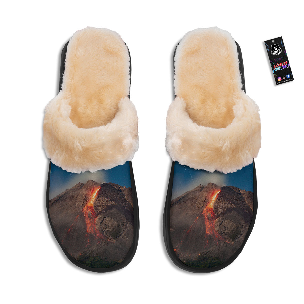 Mountain Volcanic Print Slippers-grizzshop