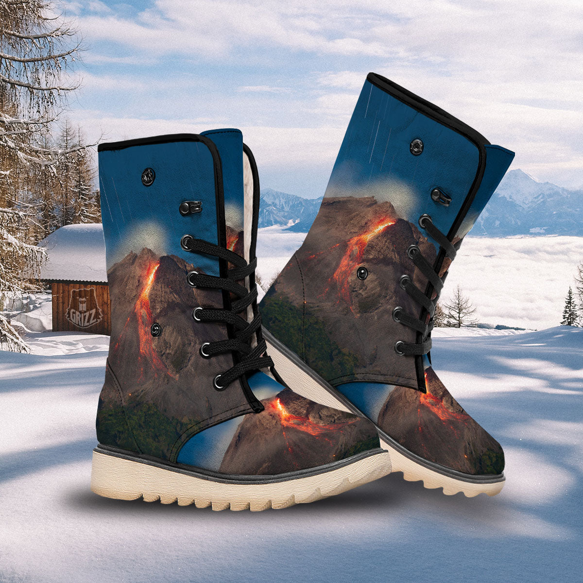 Mountain Volcanic Print Snow Boots-grizzshop