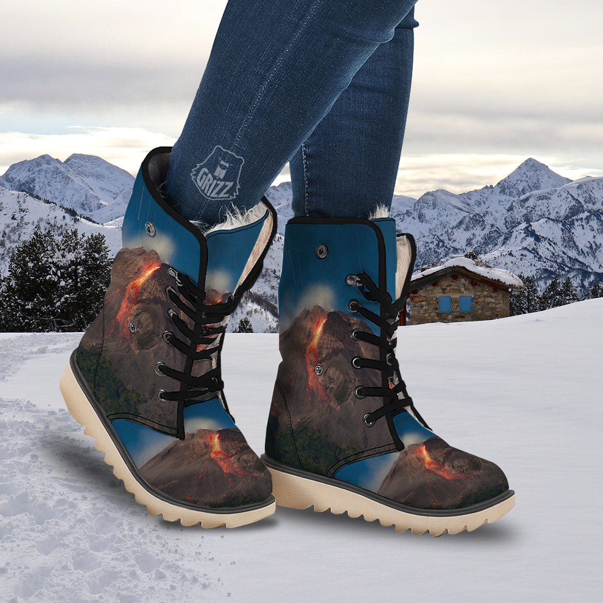 Mountain Volcanic Print Snow Boots-grizzshop