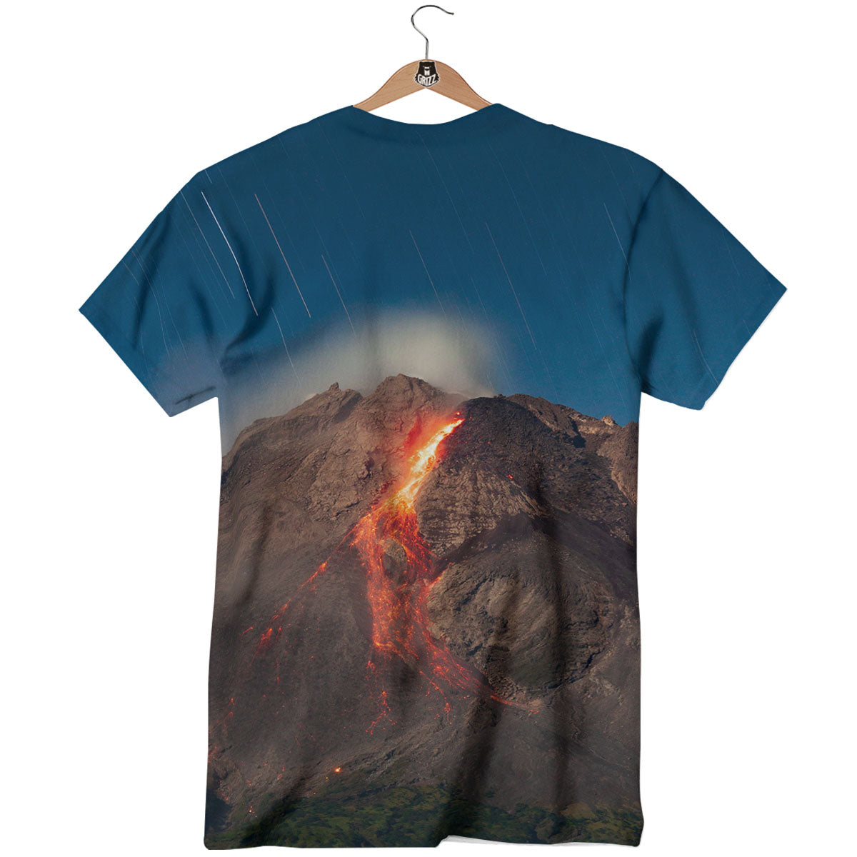 Mountain Volcanic Print T-Shirt-grizzshop