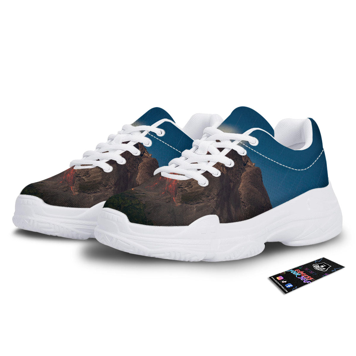 Mountain Volcanic Print White Chunky Shoes-grizzshop