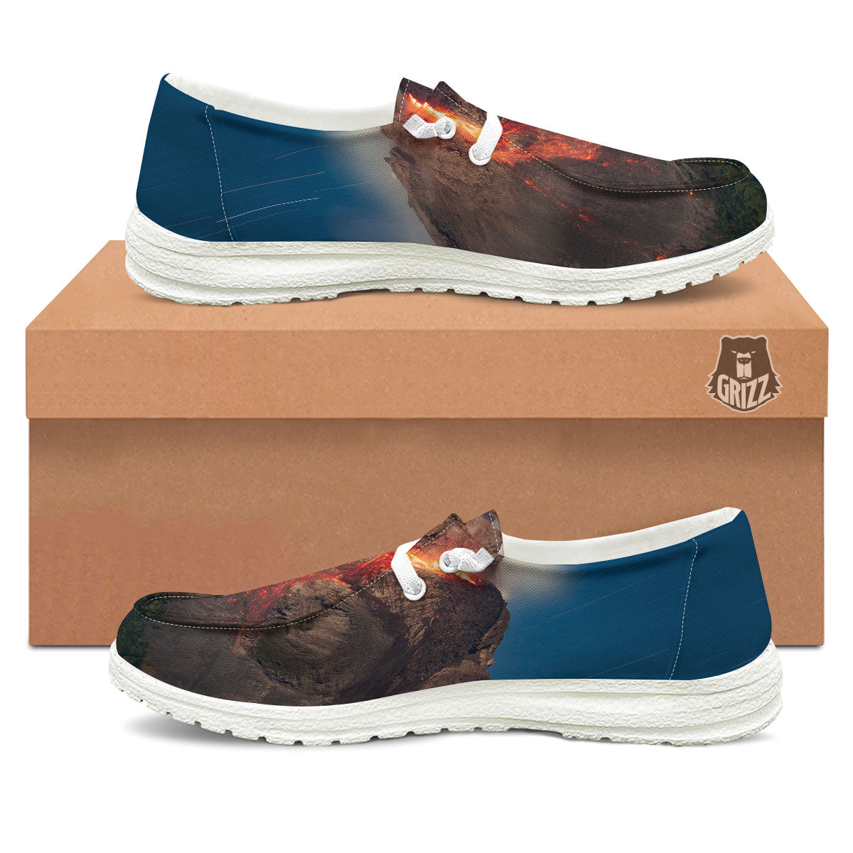 Mountain Volcanic Print White Loafers-grizzshop