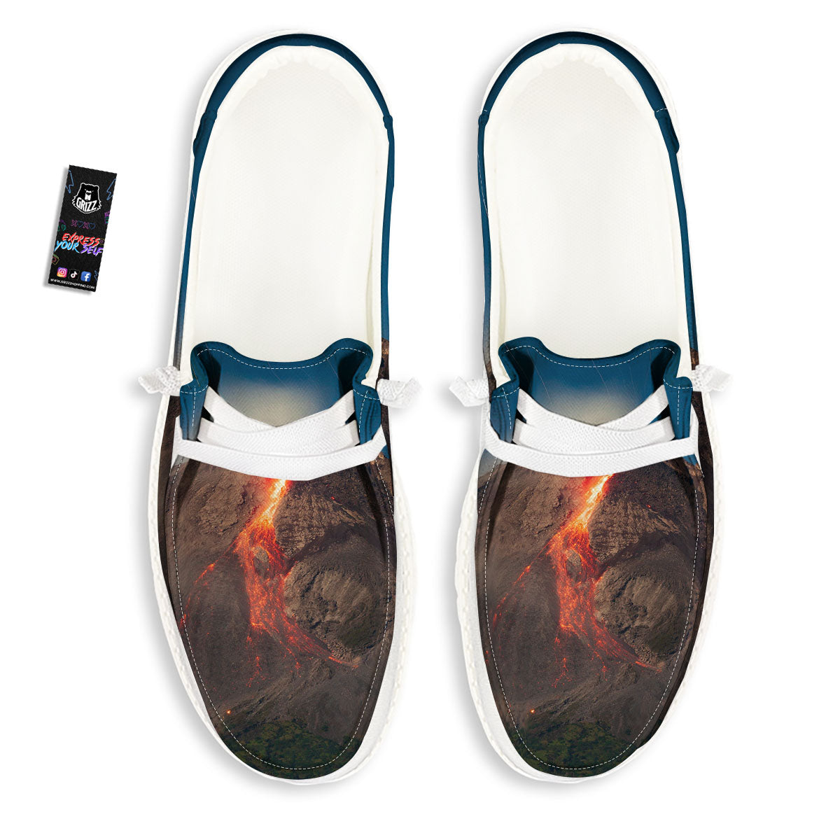 Mountain Volcanic Print White Loafers-grizzshop