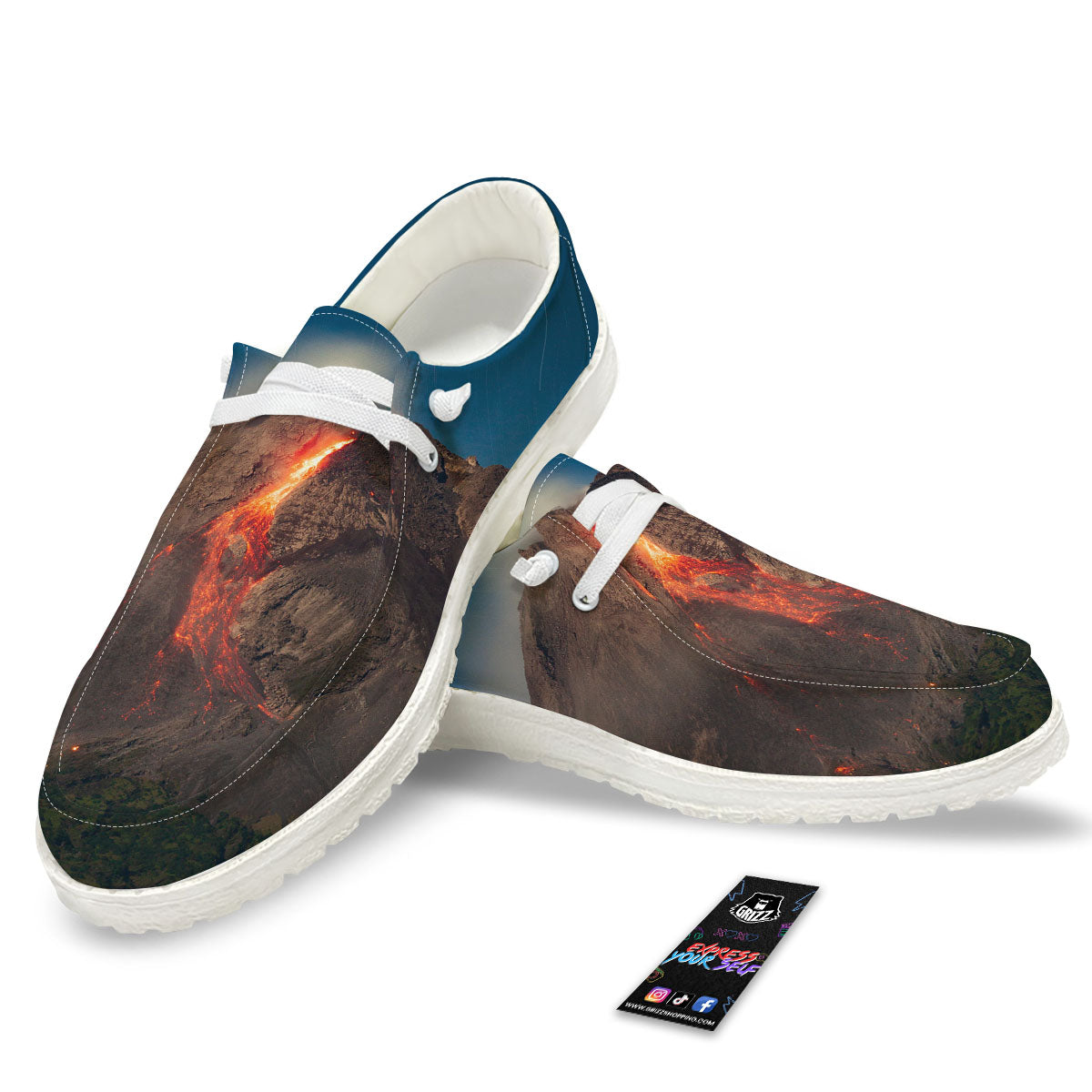 Mountain Volcanic Print White Loafers-grizzshop