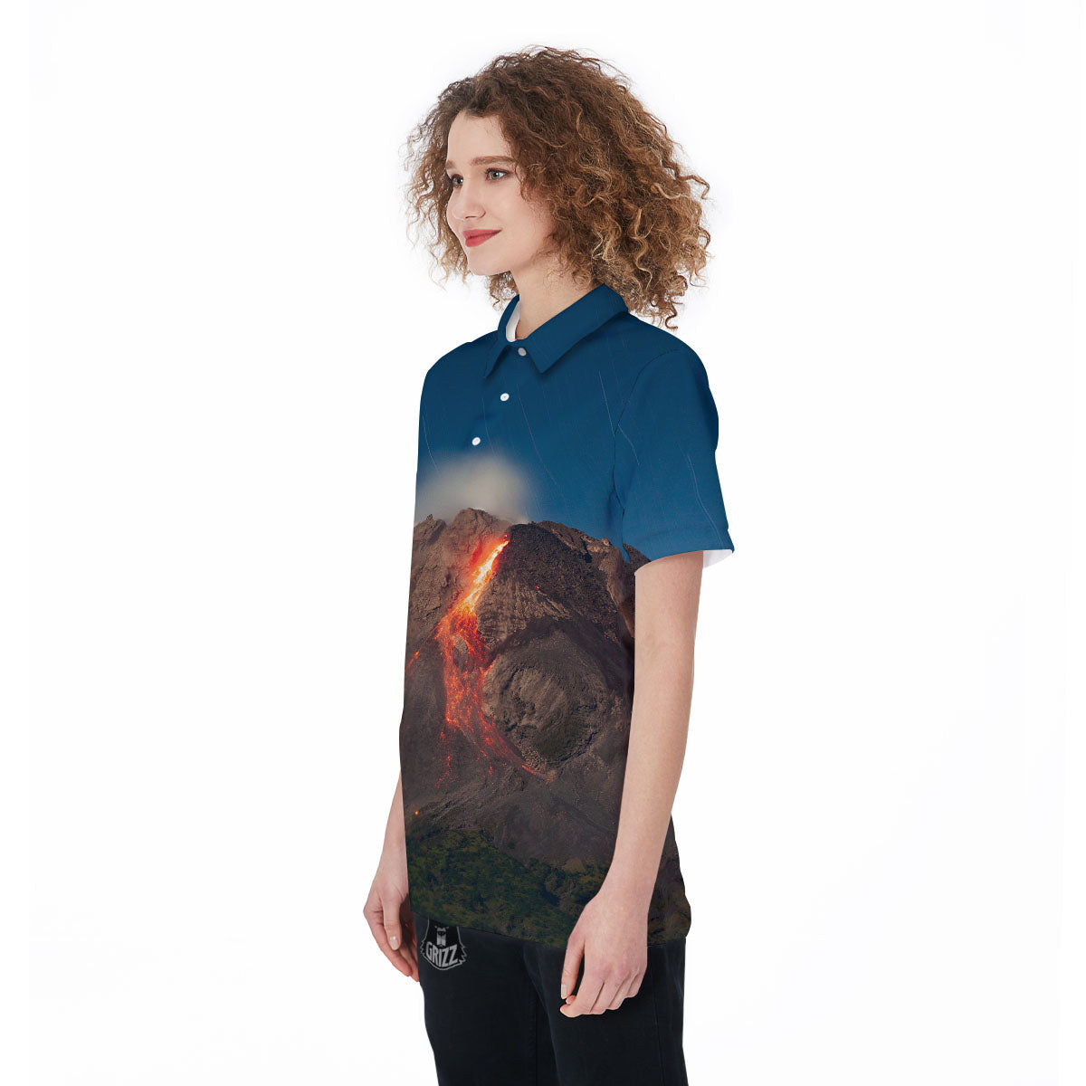 Mountain Volcanic Print Women's Golf Shirts-grizzshop