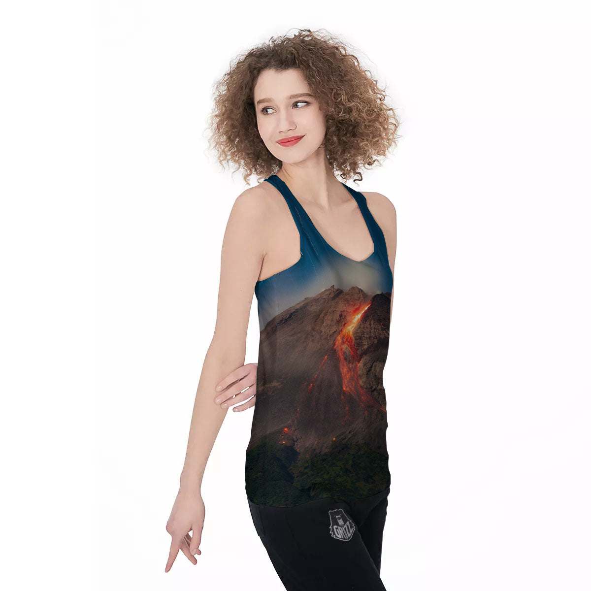 Mountain Volcanic Print Women's Racerback Tank Top-grizzshop