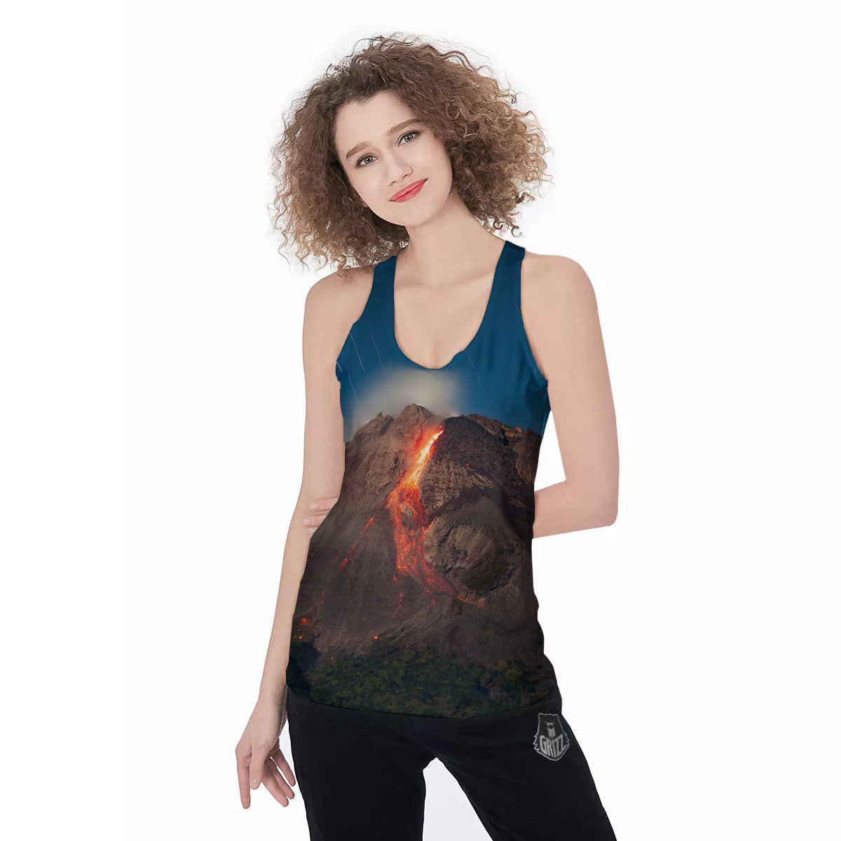 Mountain Volcanic Print Women's Racerback Tank Top-grizzshop