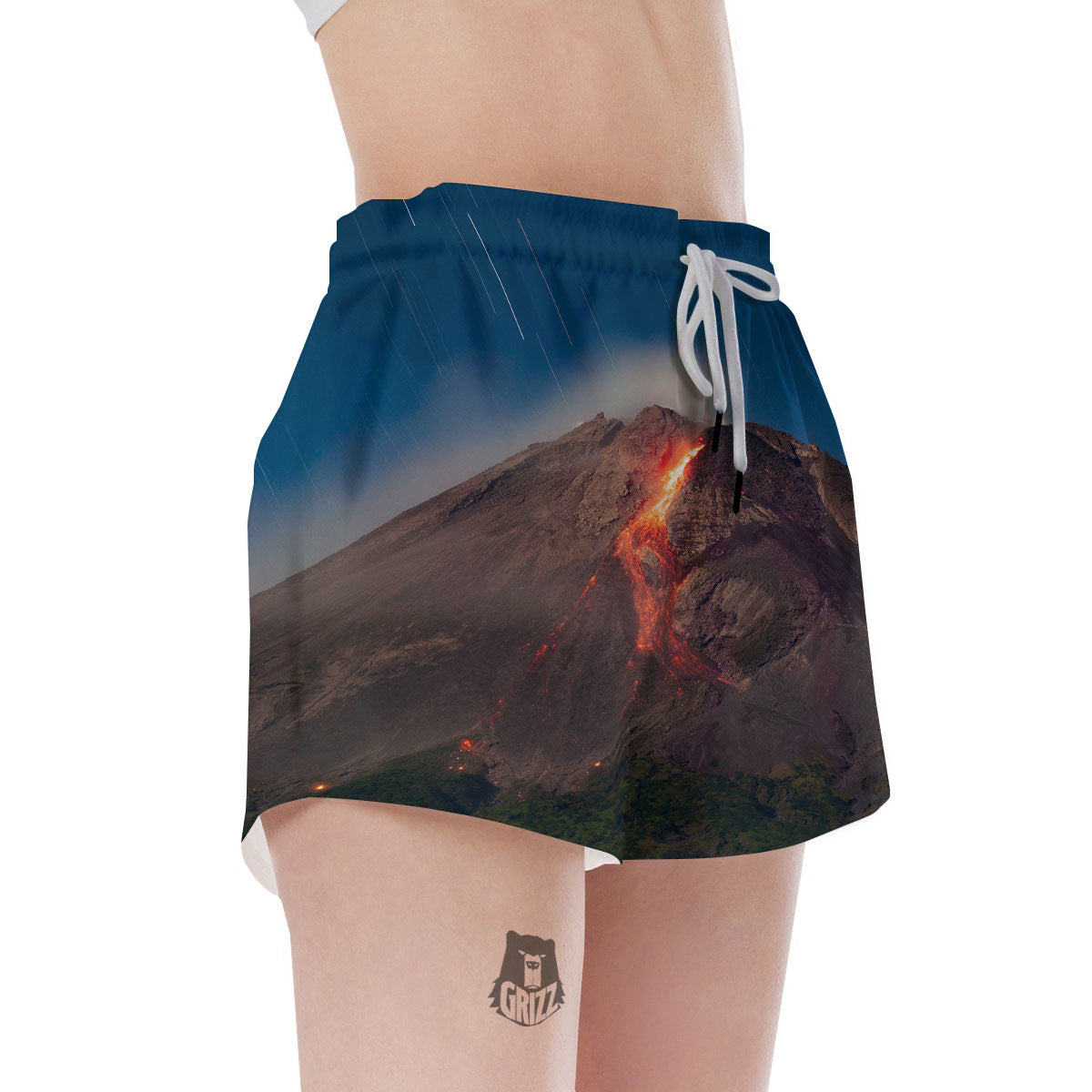 Mountain Volcanic Print Women's Shorts-grizzshop