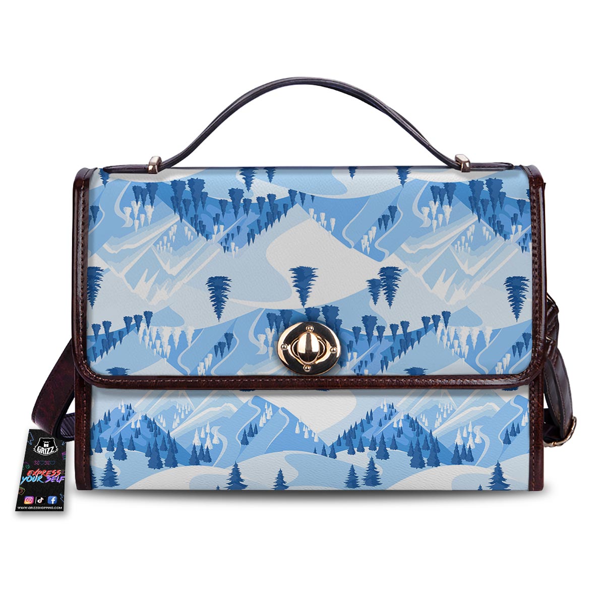 Mountain Skiing Print Pattern Women's Satchel Bag