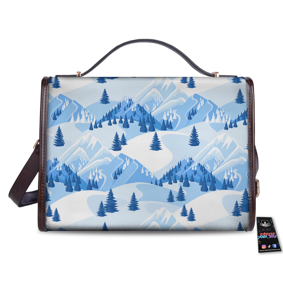 Mountain Skiing Print Pattern Women's Satchel Bag