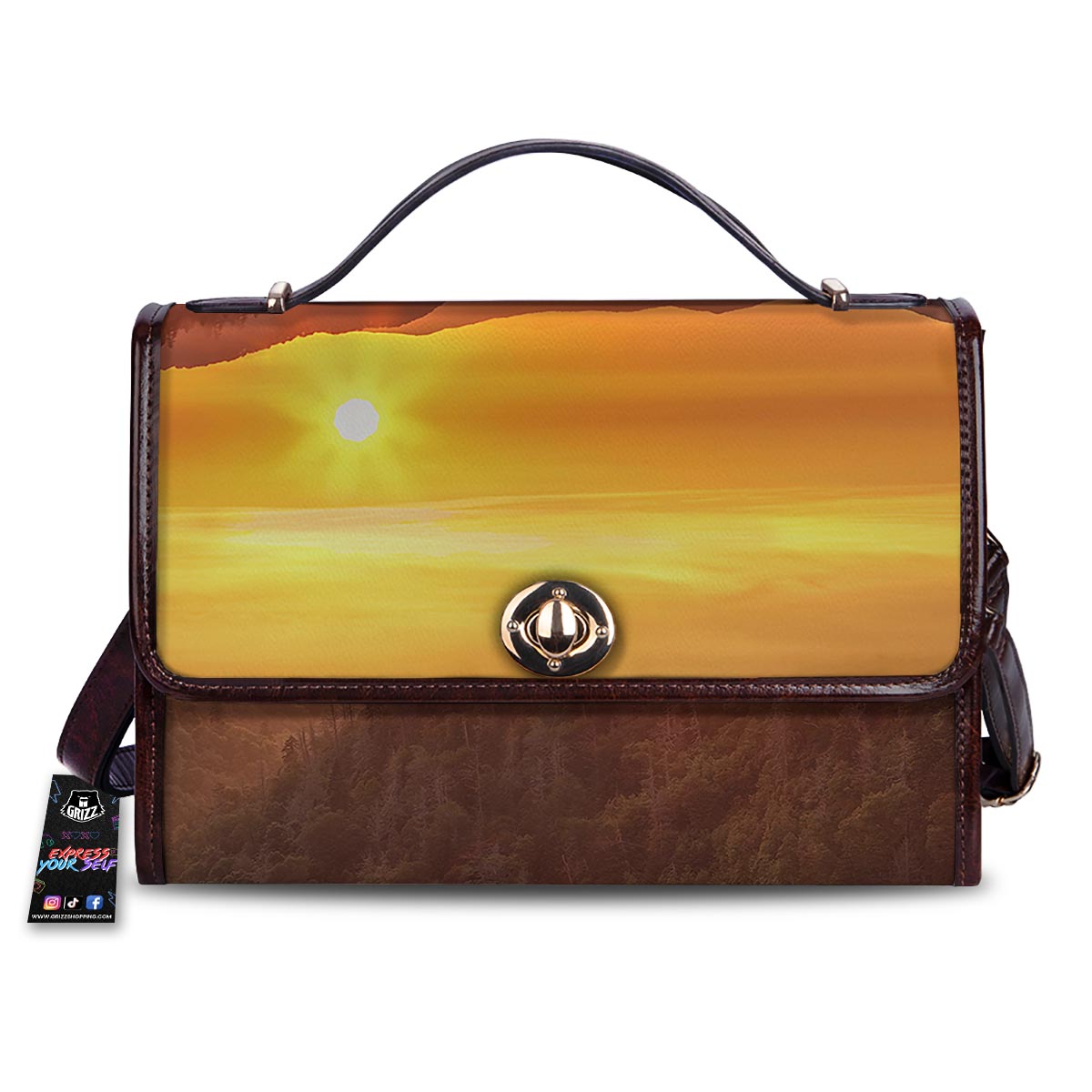 Mountain Sunset Print Women's Satchel Bag