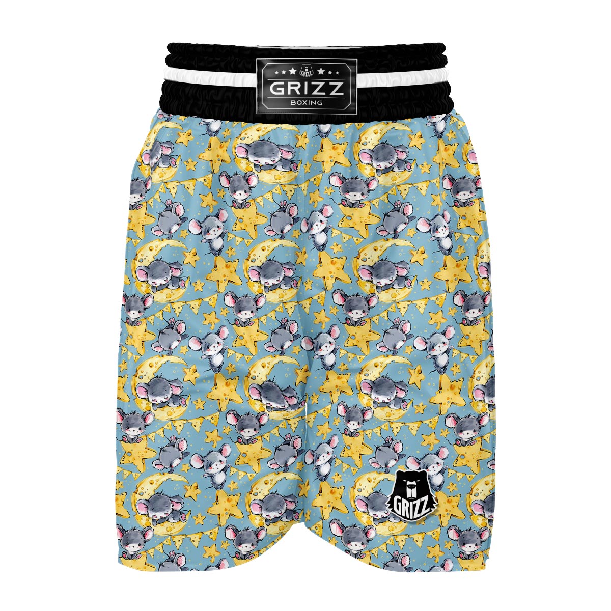Mouse Cheese Pattern Print Boxing Shorts-grizzshop