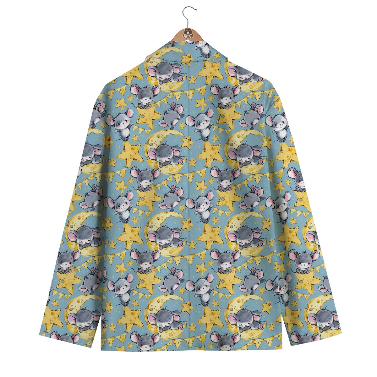 Mouse Cheese Pattern Print Men's Blazer-grizzshop
