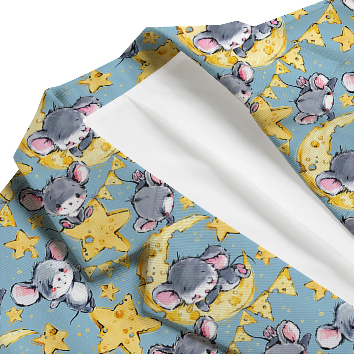 Mouse Cheese Pattern Print Men's Blazer-grizzshop