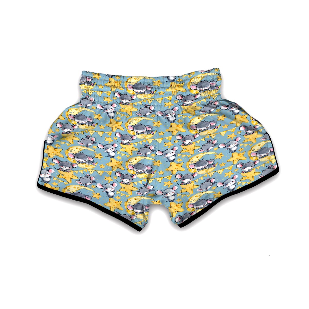 Mouse Cheese Pattern Print Muay Thai Boxing Shorts-grizzshop