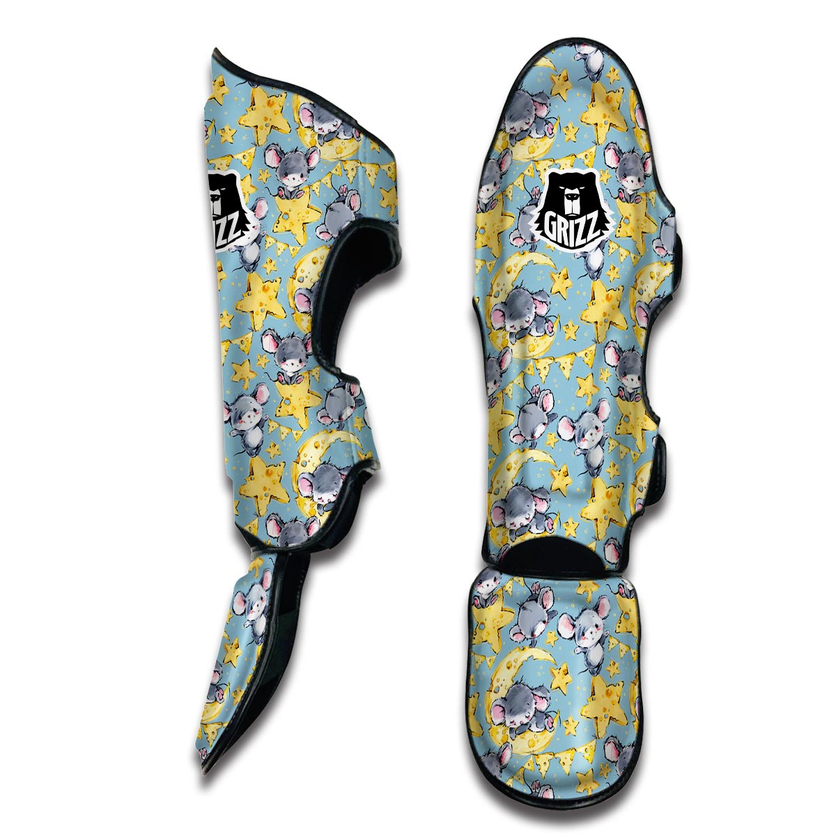 Mouse Cheese Pattern Print Muay Thai Shin Guards-grizzshop