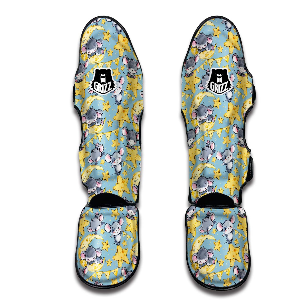 Mouse Cheese Pattern Print Muay Thai Shin Guards-grizzshop