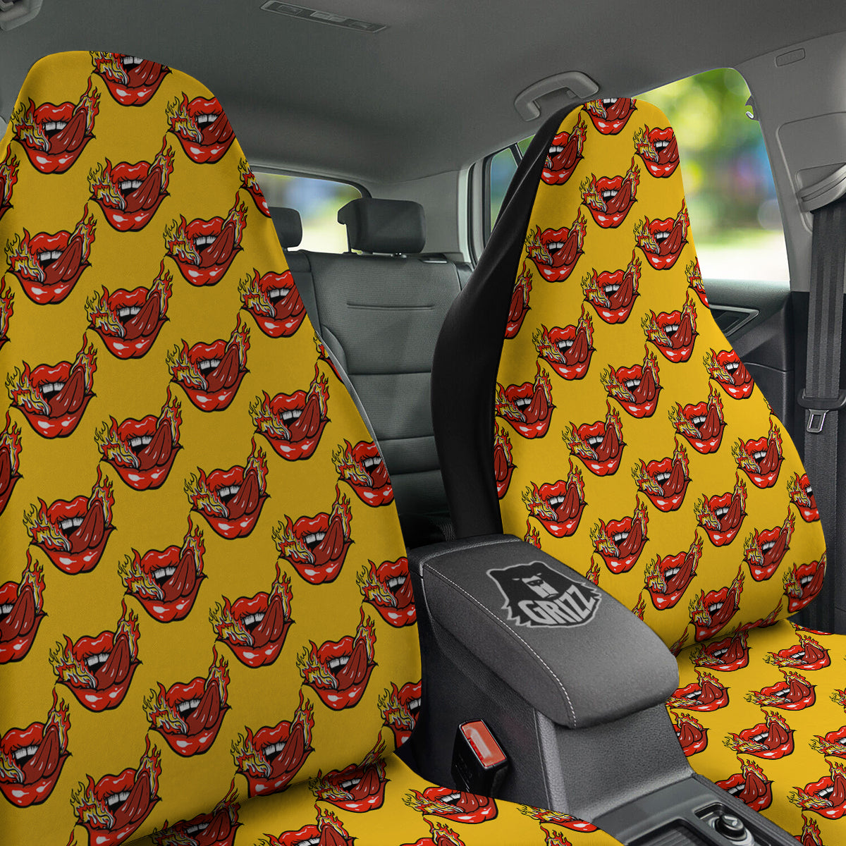 Mouth And Tongue Sticking Fire Print Pattern Car Seat Covers-grizzshop