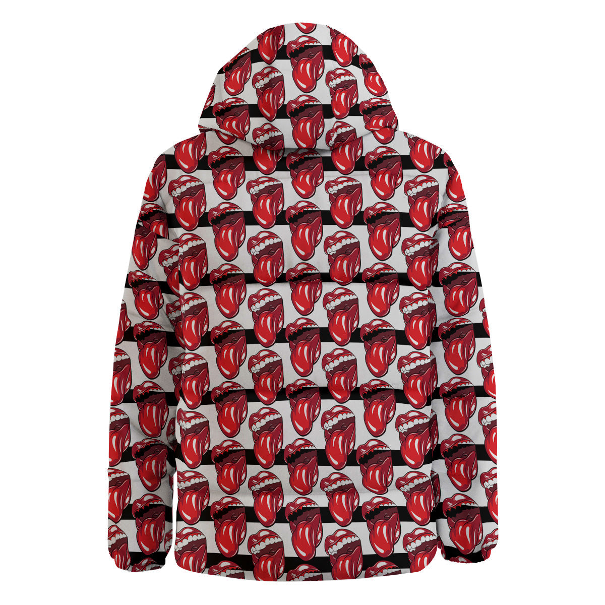 Mouth And Tongue Stripe Print Pattern Down Jacket-grizzshop