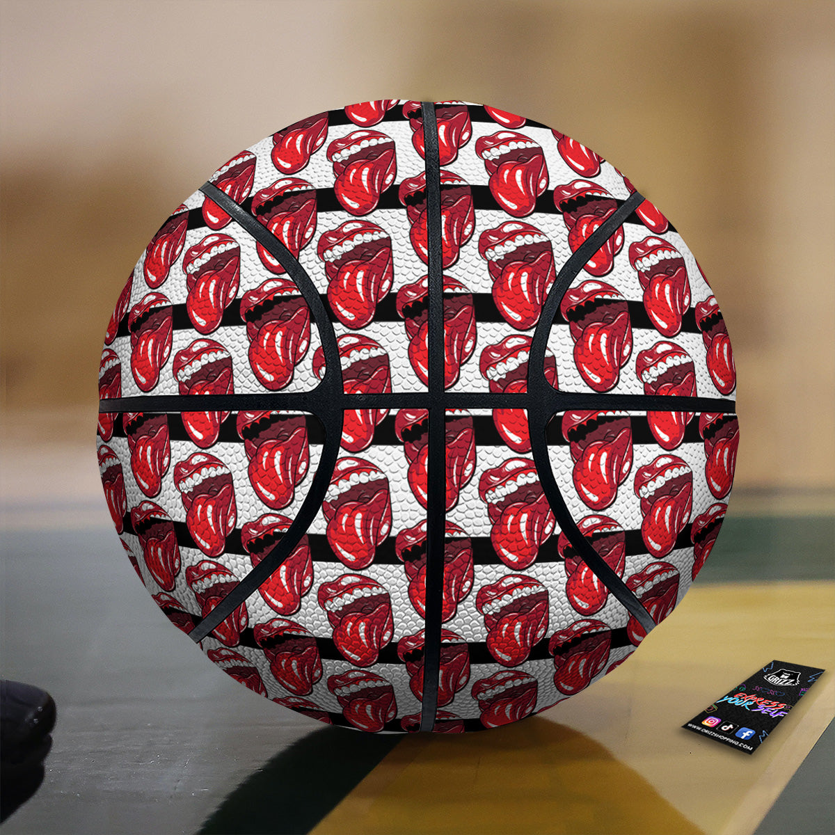 Mouth And Tongue Stripe Print Pattern Basketball