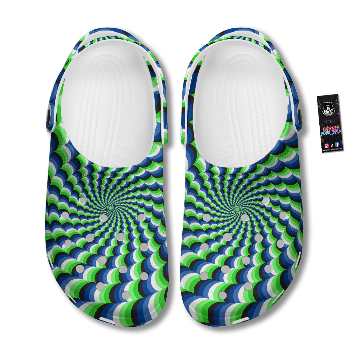Moving Illusion Optical Green Clog-grizzshop