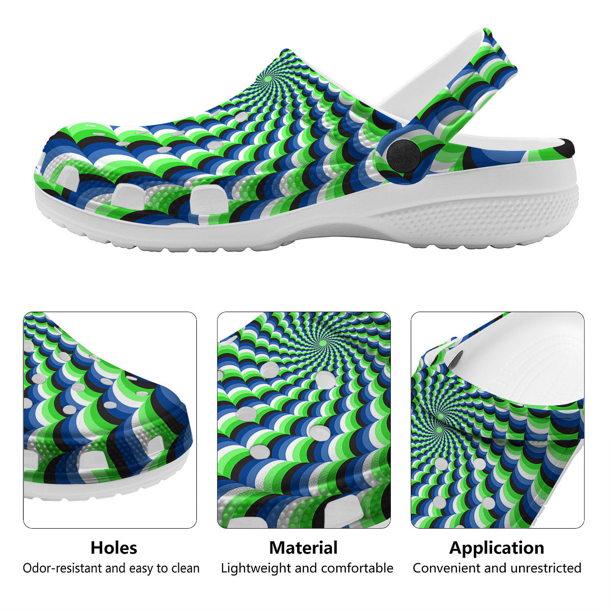 Moving Illusion Optical Green Clog-grizzshop