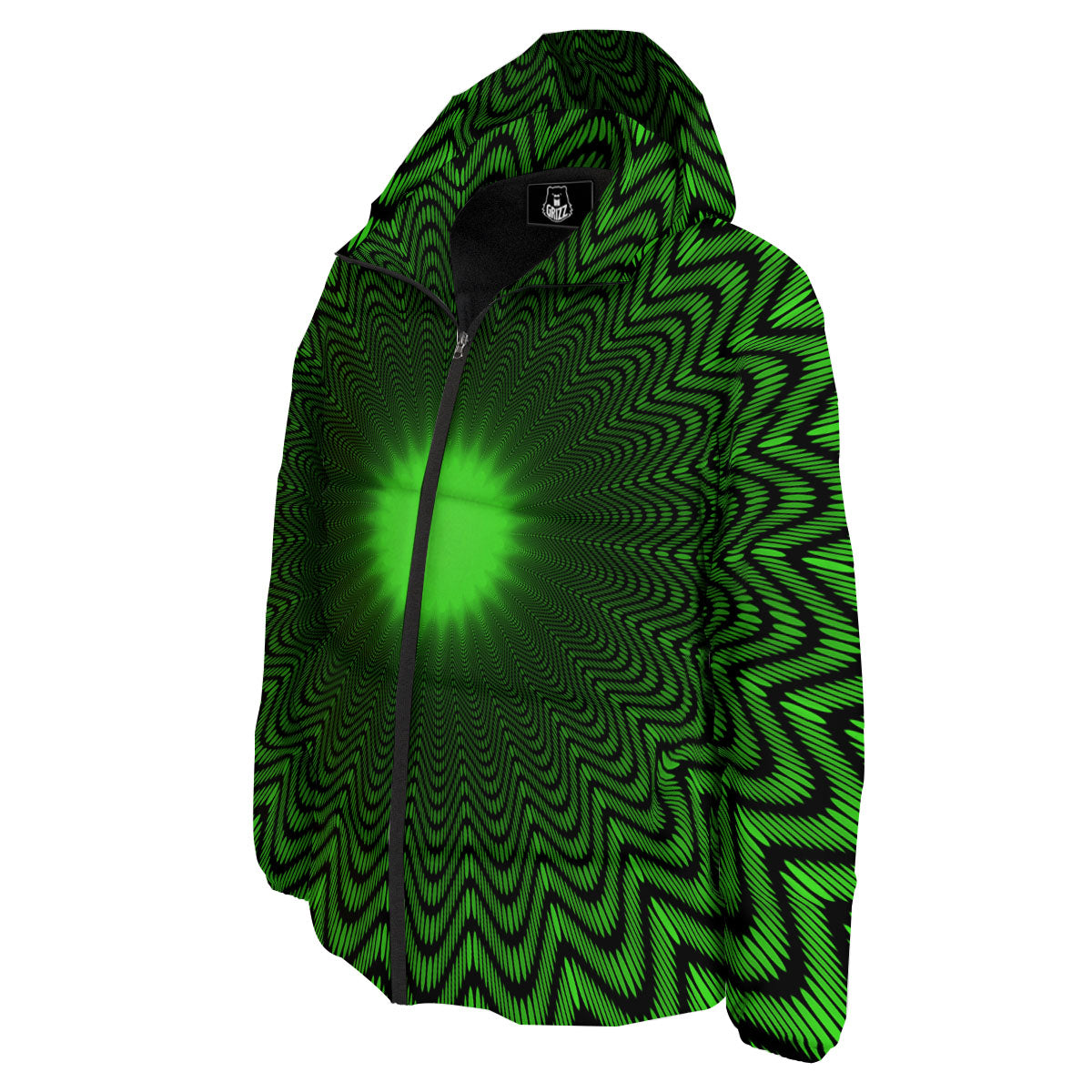 Moving Illusion Optical Green Dizzy Down Jacket-grizzshop