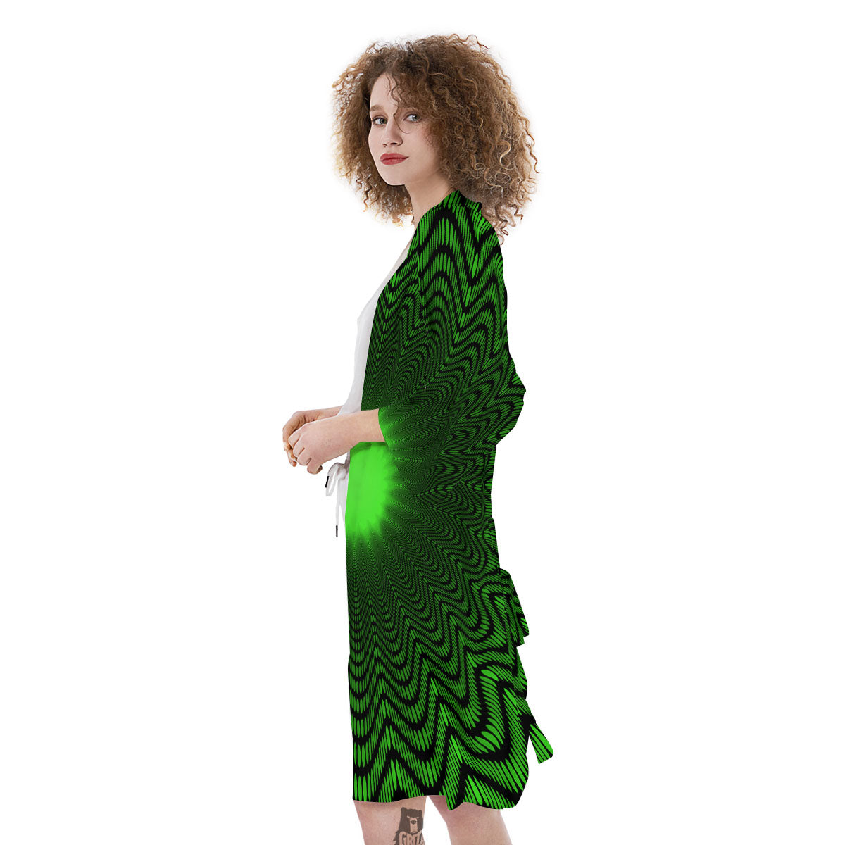 Moving Illusion Optical Green Dizzy Kimono-grizzshop