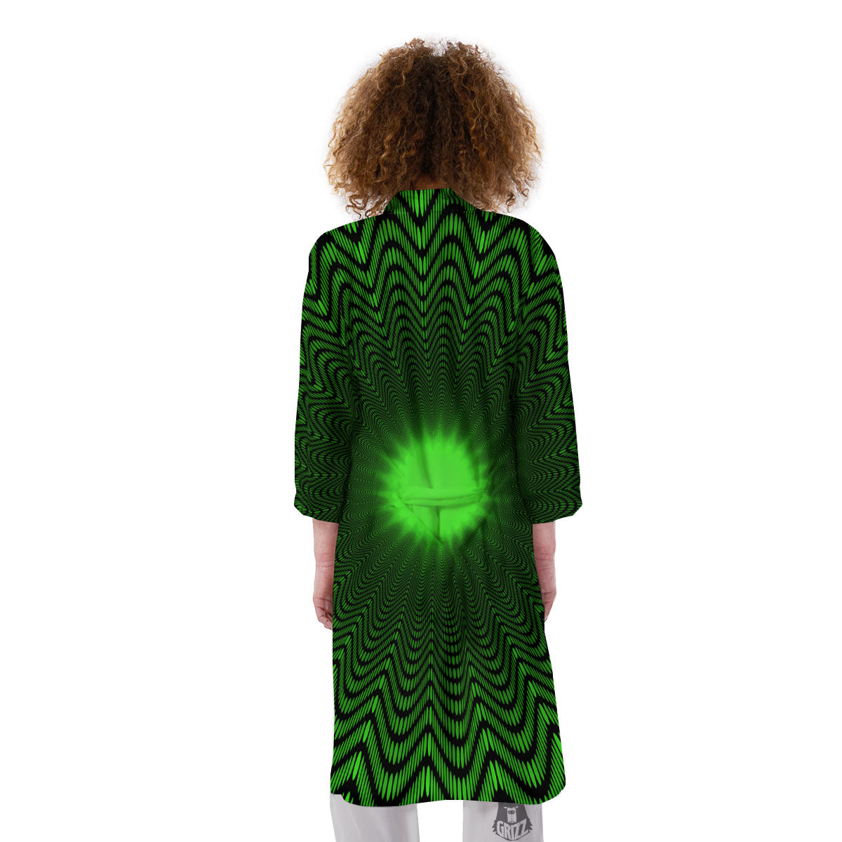 Moving Illusion Optical Green Dizzy Kimono-grizzshop