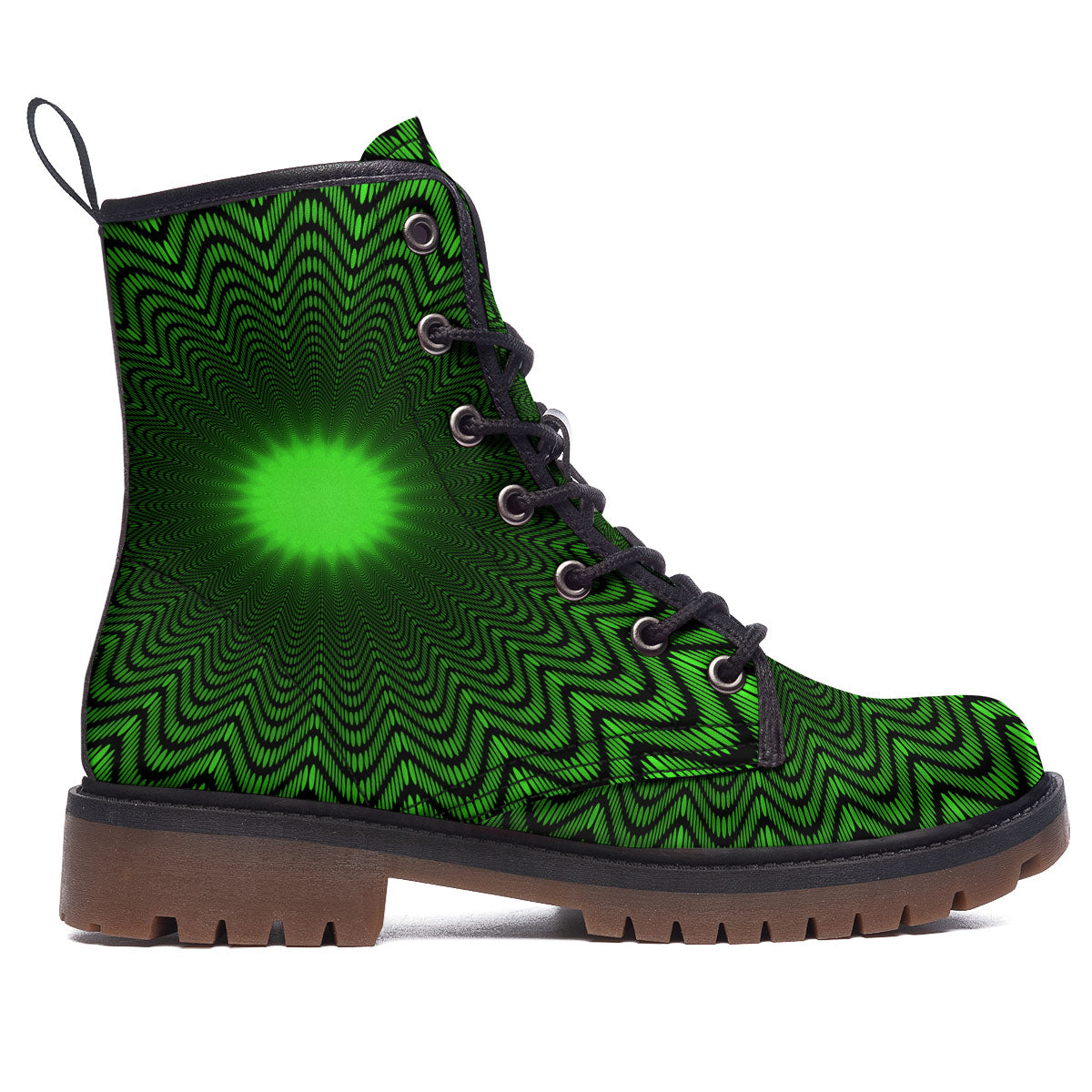 Moving Illusion Optical Green Dizzy Work Boots-grizzshop
