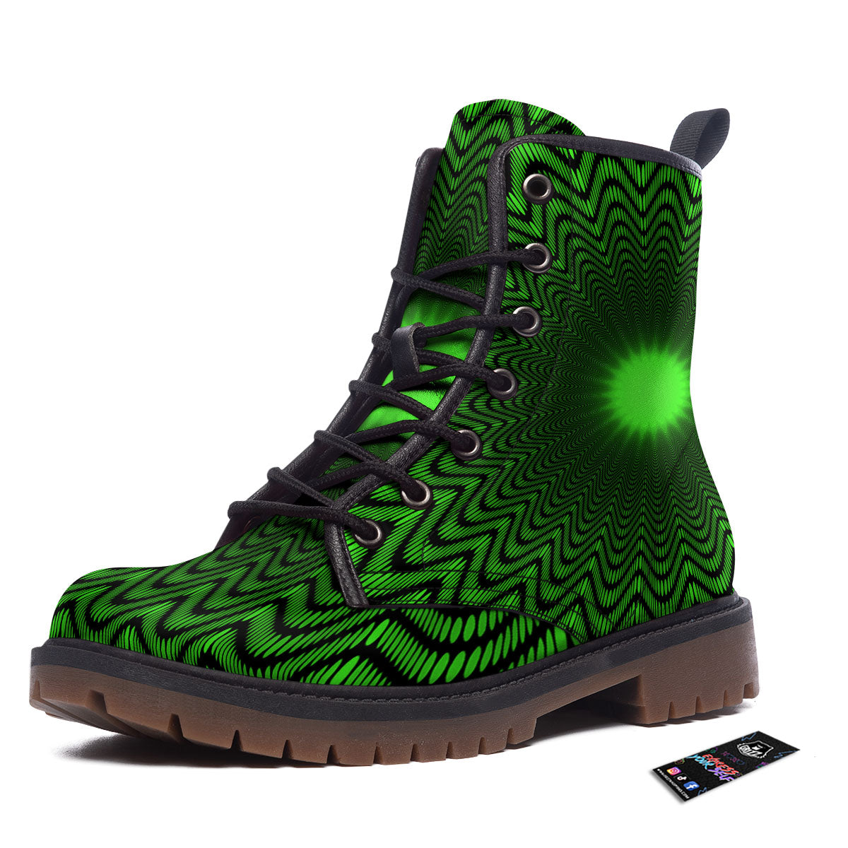 Moving Illusion Optical Green Dizzy Work Boots-grizzshop