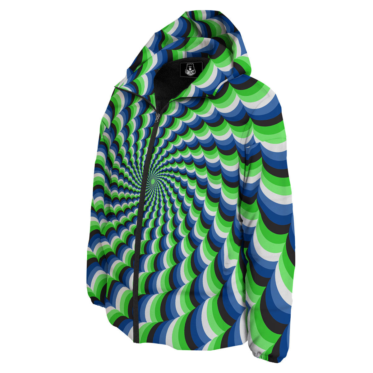 Moving Illusion Optical Green Down Jacket-grizzshop
