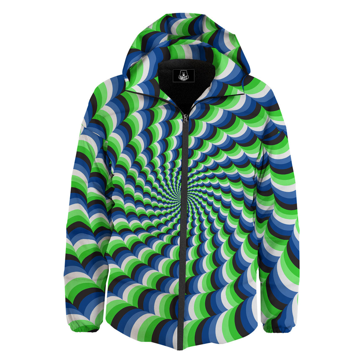 Moving Illusion Optical Green Down Jacket-grizzshop
