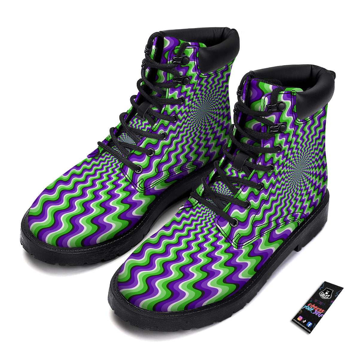 Moving Illusion Optical Green Explosion Boots-grizzshop