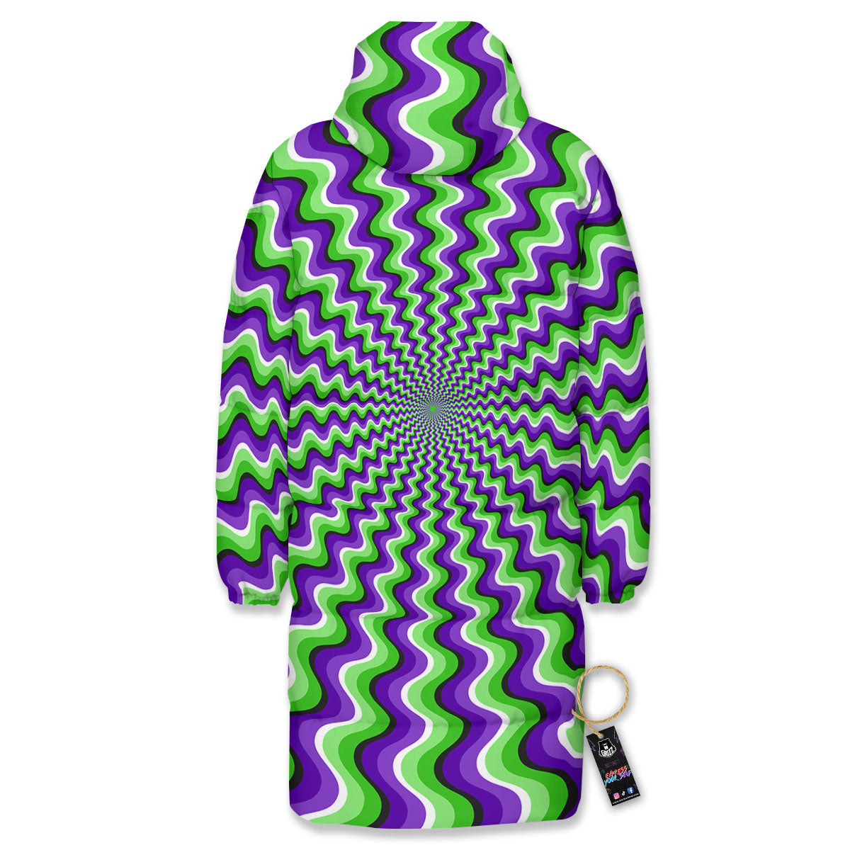 Moving Illusion Optical Green Explosion Long Down Jacket-grizzshop