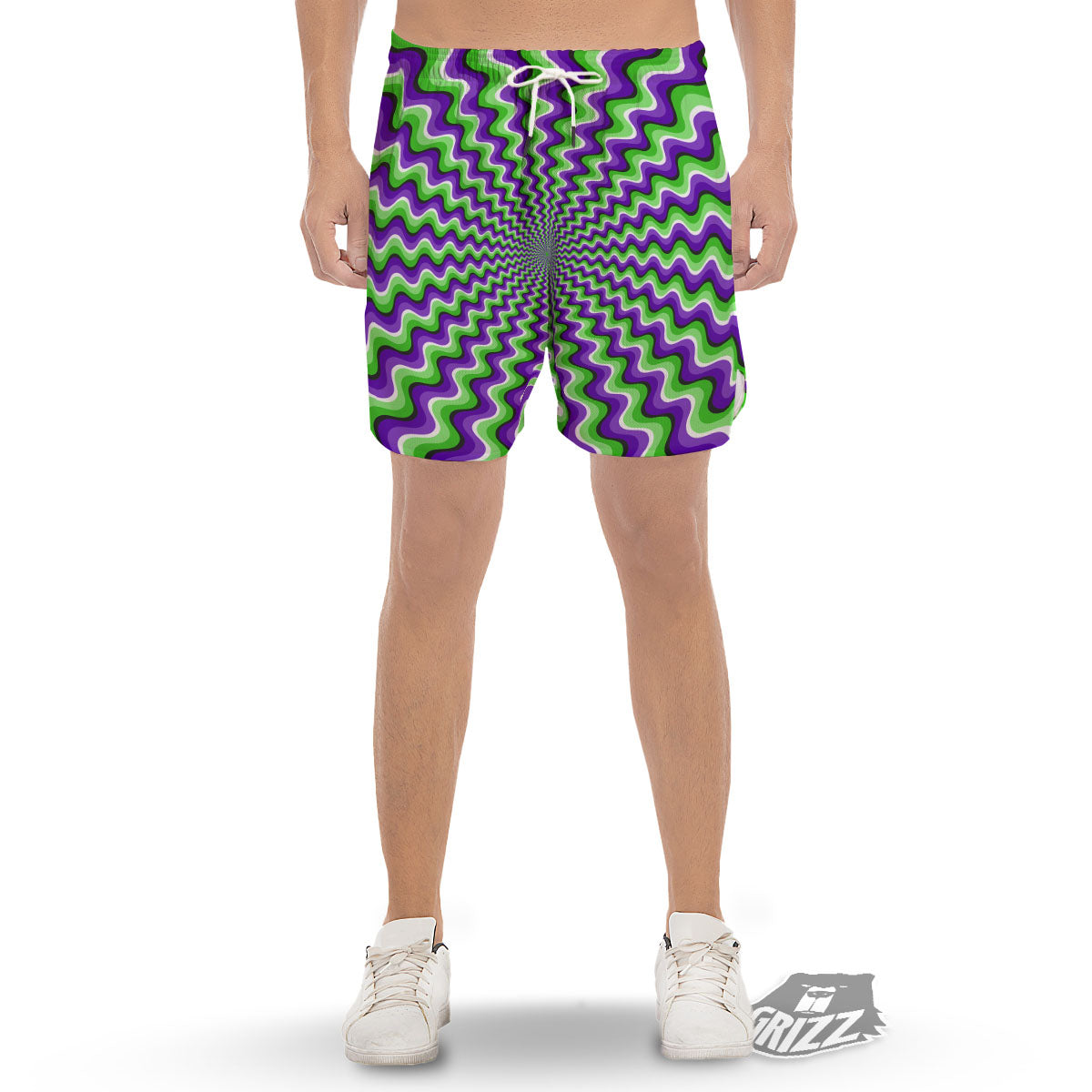 Moving Illusion Optical Green Explosion Men's Gym Shorts-grizzshop