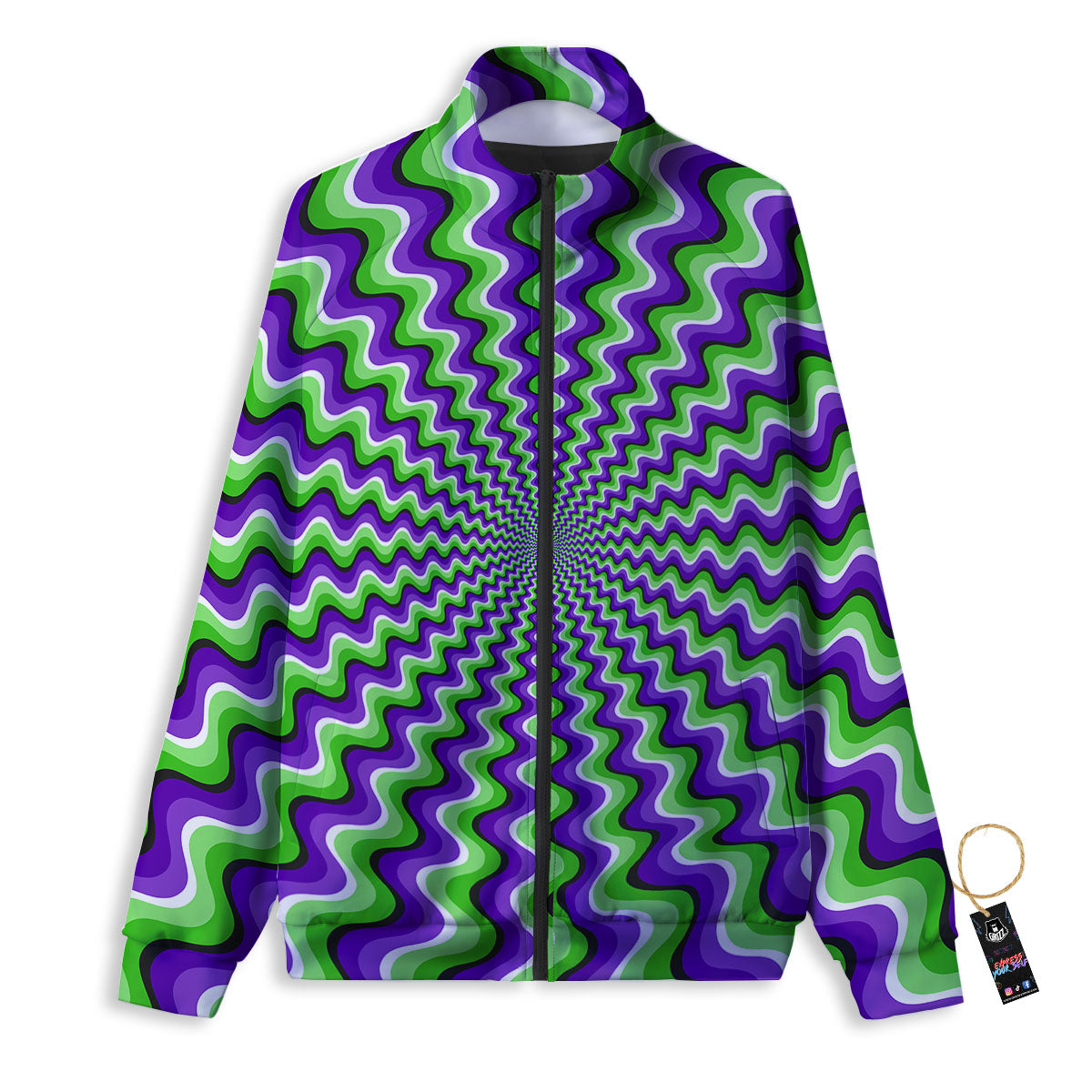 Moving Illusion Optical Green Explosion Track Jacket-grizzshop