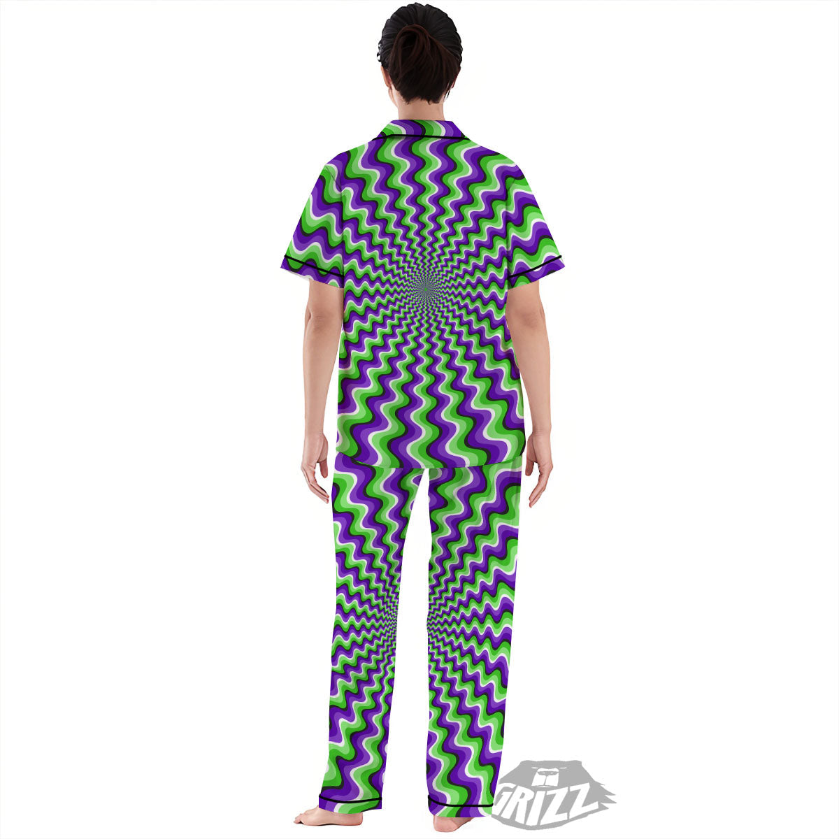 Moving Illusion Optical Green Explosion Women's Pajamas Set-grizzshop