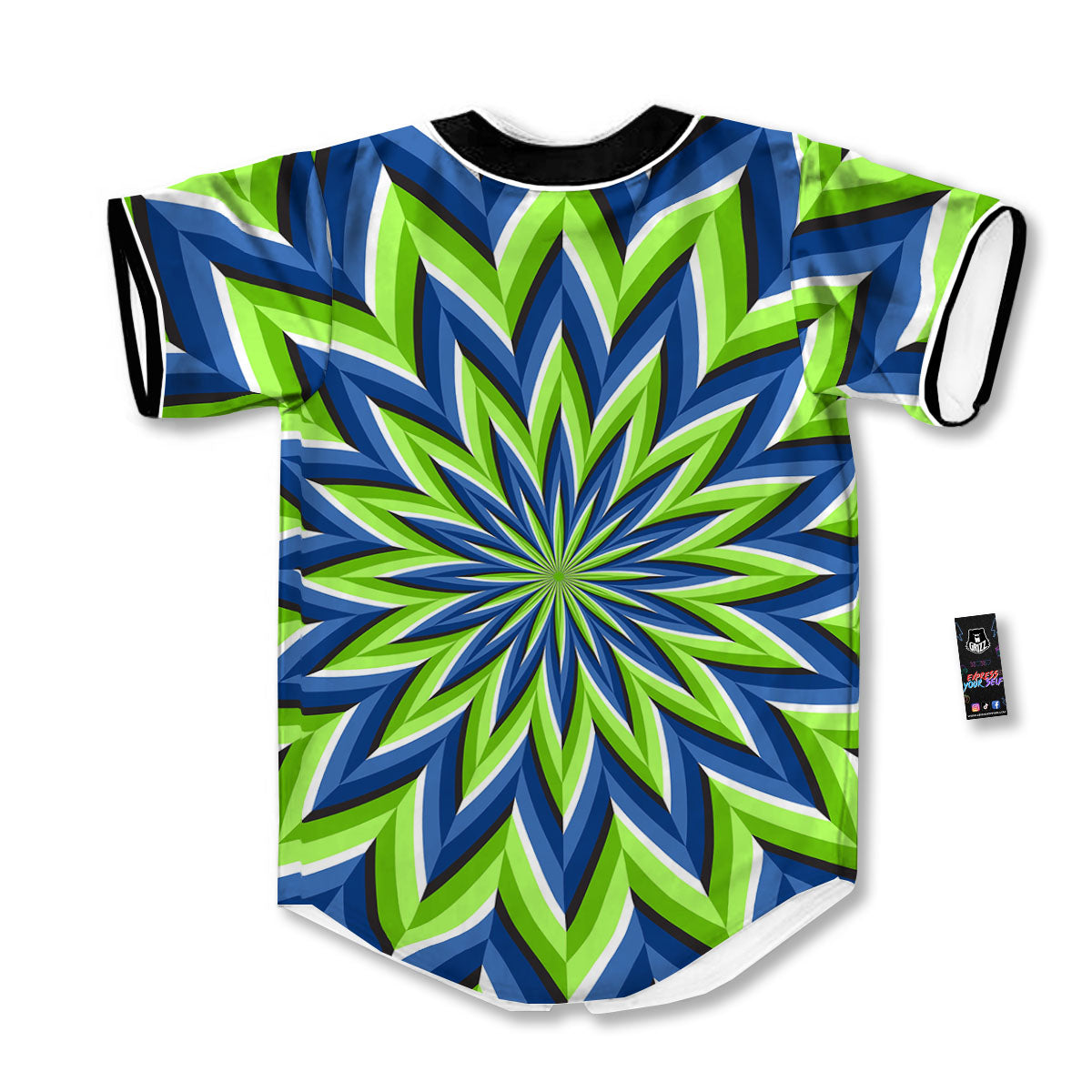 Moving Illusion Optical Green Flower Baseball Jersey-grizzshop