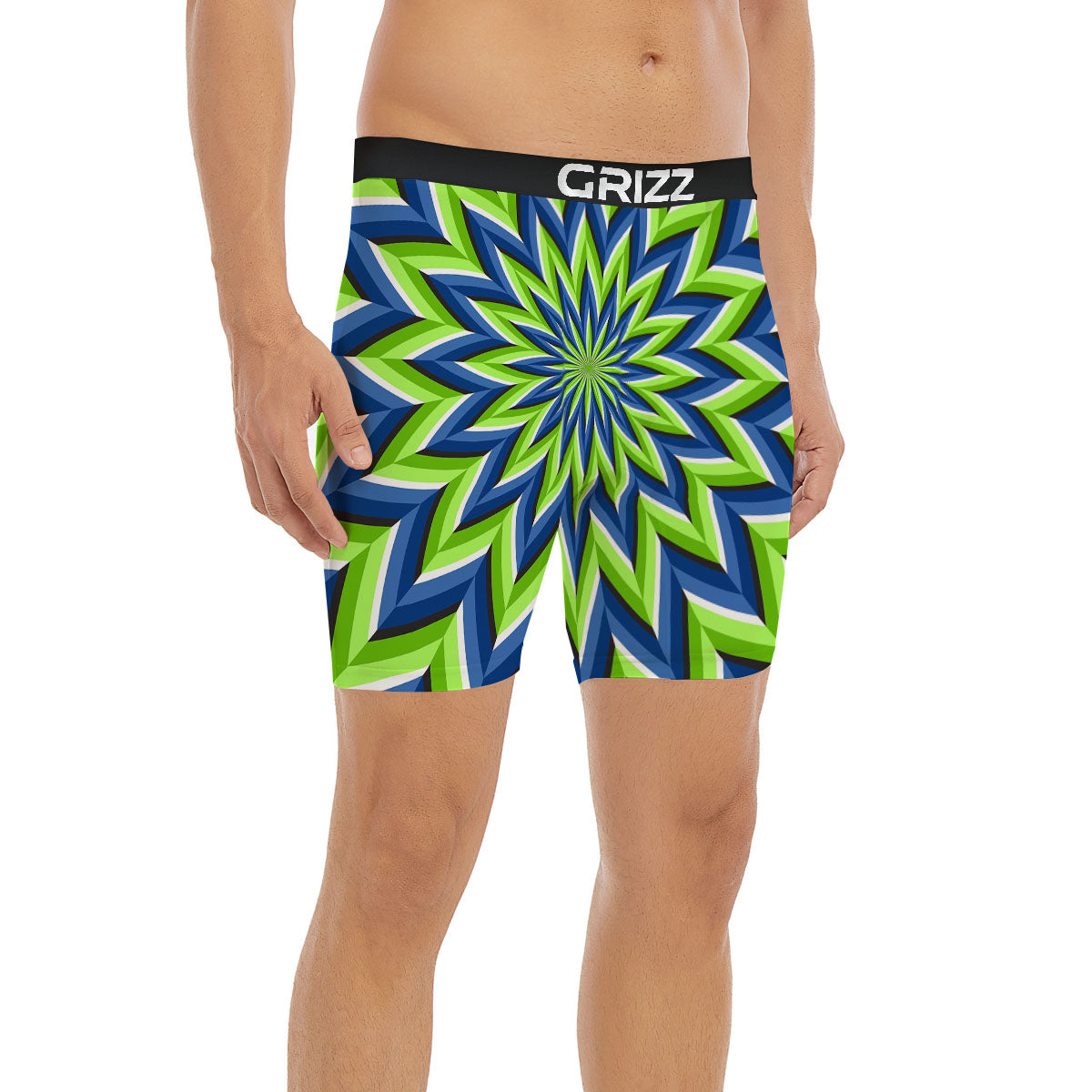 Moving Illusion Optical Green Flower Boxer Briefs-grizzshop