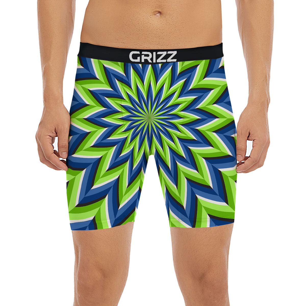 Moving Illusion Optical Green Flower Boxer Briefs-grizzshop
