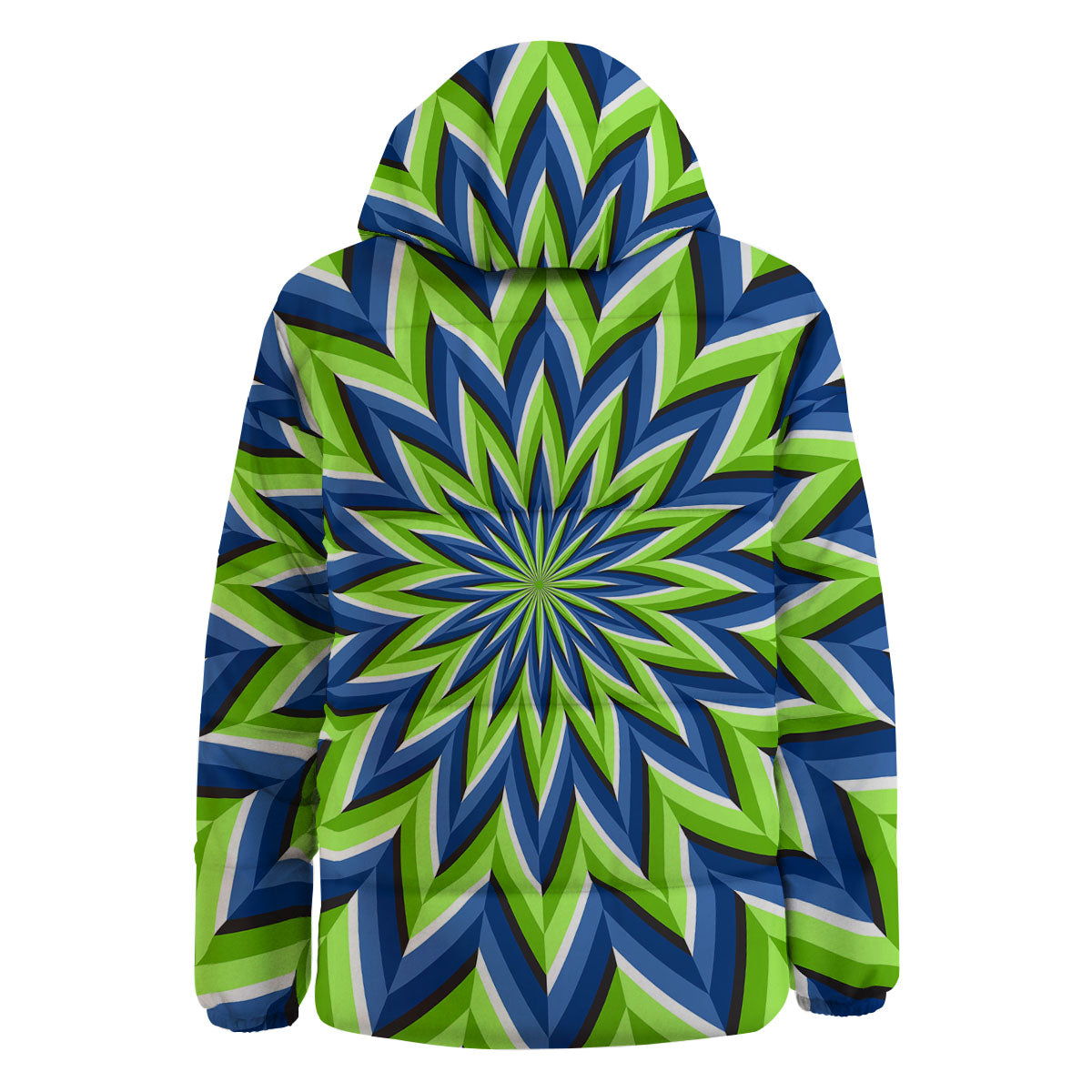 Moving Illusion Optical Green Flower Down Jacket-grizzshop
