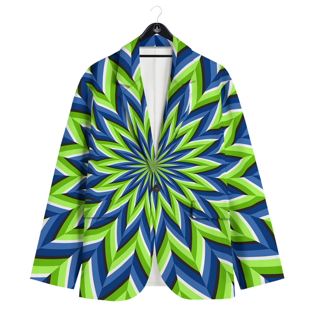 Moving Illusion Optical Green Flower Men's Sport Coat-grizzshop